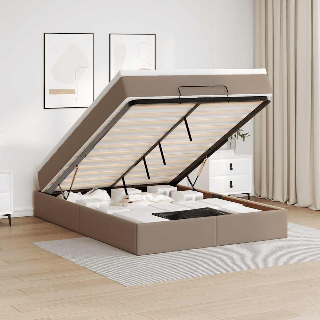 Ottoman-Bett mit Matratze Cappuccino-Braun 140x190cm Kunstleder