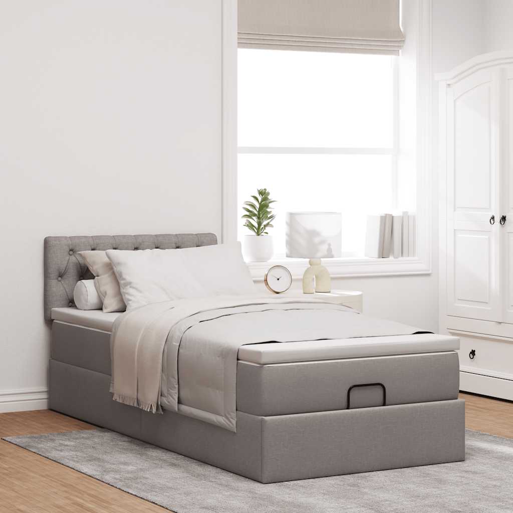 Ottoman-Bett mit Matratze Taupe 80x200 cm Stoff