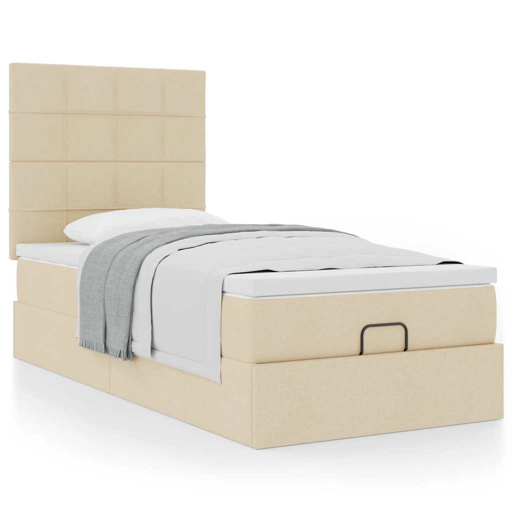 Ottoman-Bett mit Matratze Creme 100x200 cm Stoff