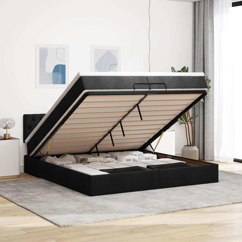 Ottoman-Bett mit Matratze Dunkelbraun 120x190 cm Stoff