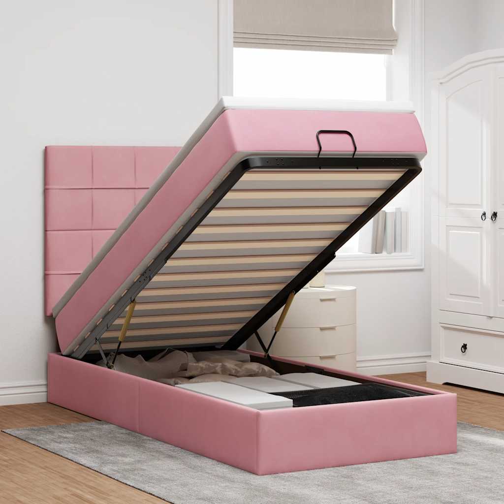 Ottoman-Bett mit Matratzen Rosa 80x200 cm Samt