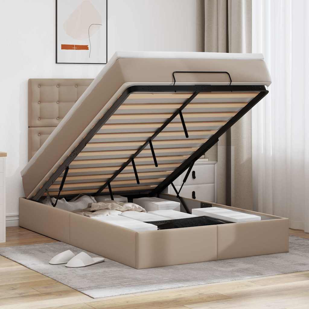 Ottoman-Bett mit Matratze & LEDs 120x200cm Kunstleder