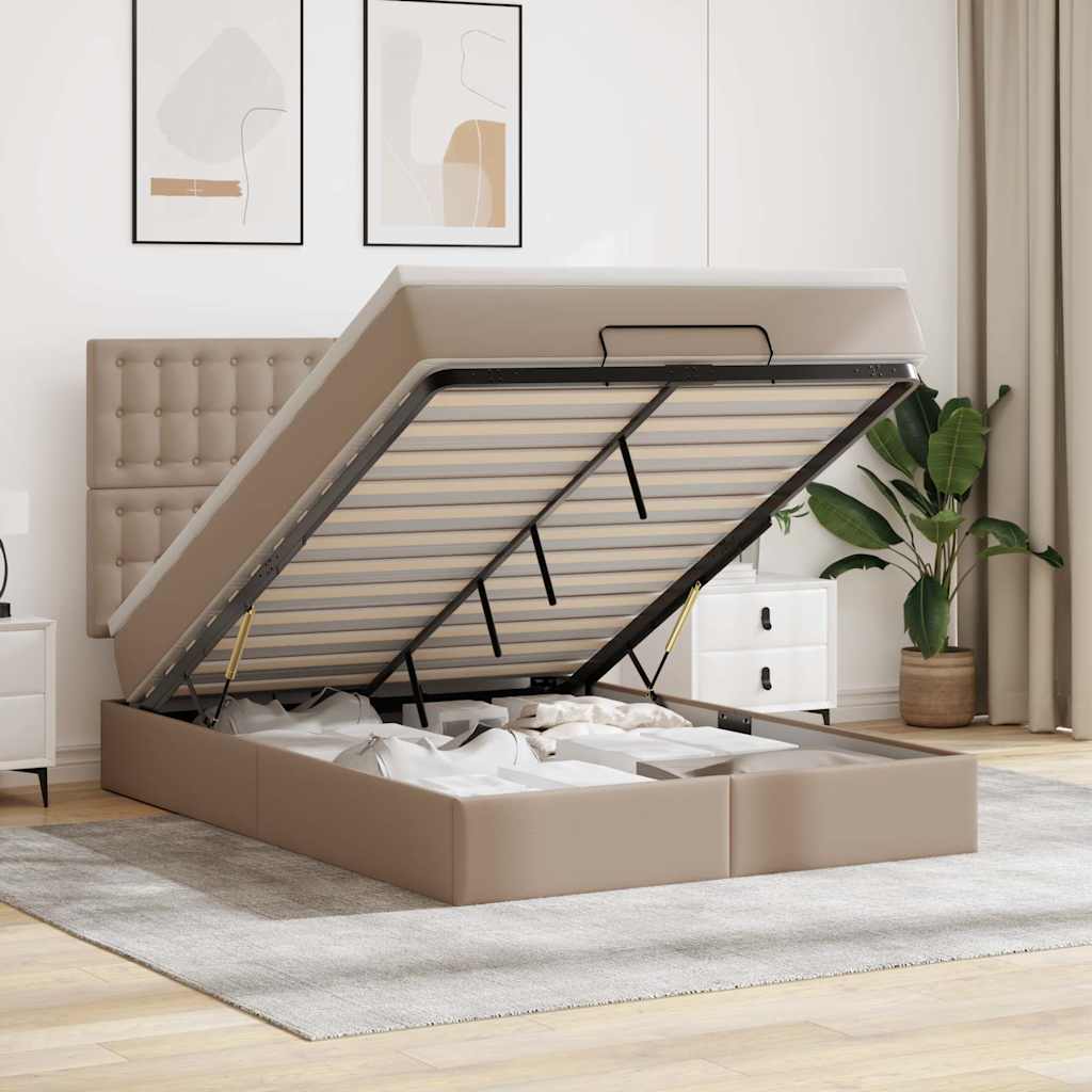 Ottoman-Bett mit Matratze & LEDs 140x190cm Kunstleder
