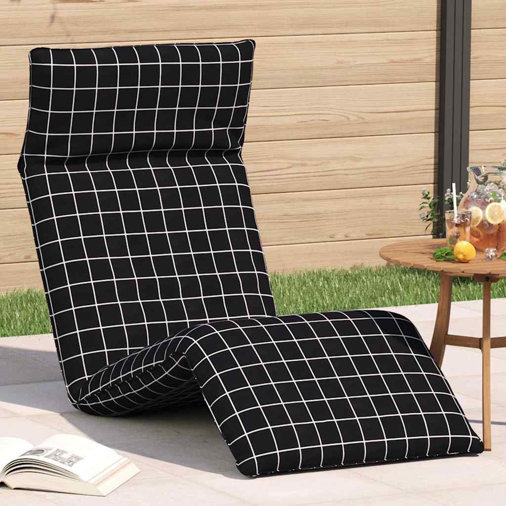 Sonnenliege Klappbar Schwarz Karomuster 175x54x8,5 cm