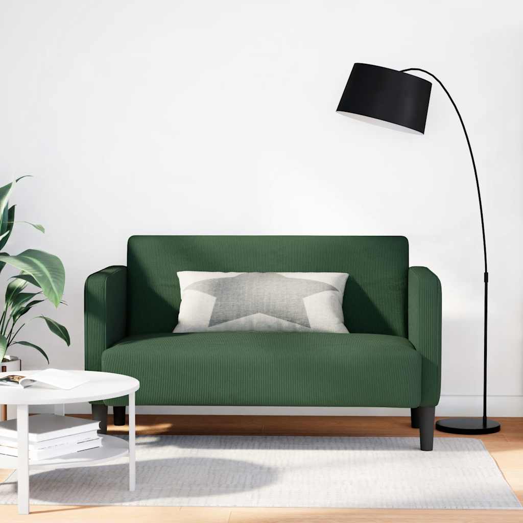 Zweisitzer-Sofa Dunkelgrün 109 cm Cordstoff