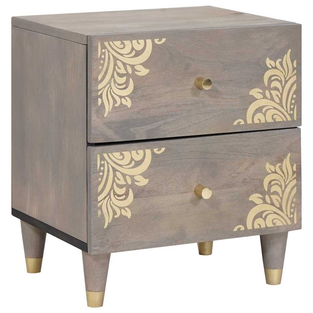 Nachttisch Grau 40 x 33 x 46 cm Massivholz Mango