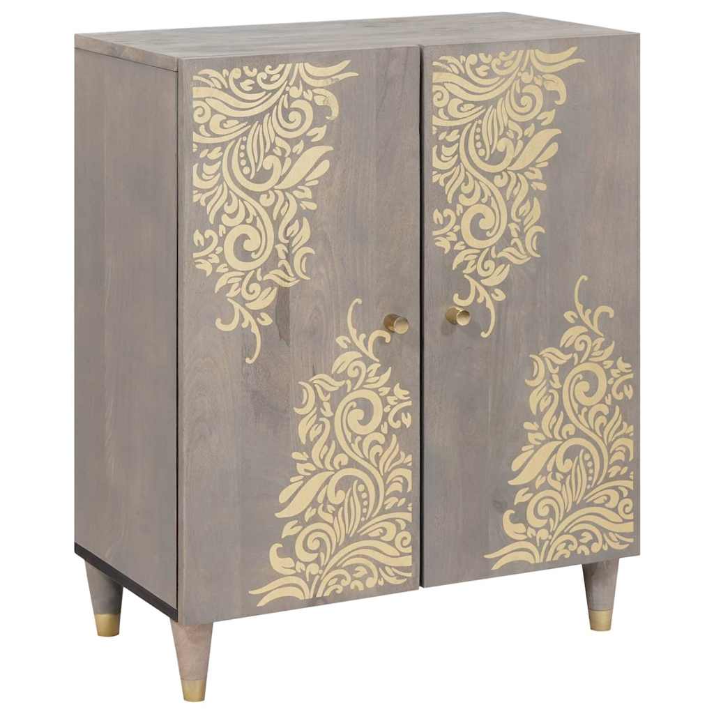 Sideboard Grau und Gold 60 x 33 x 75 cm Massivholz Mango