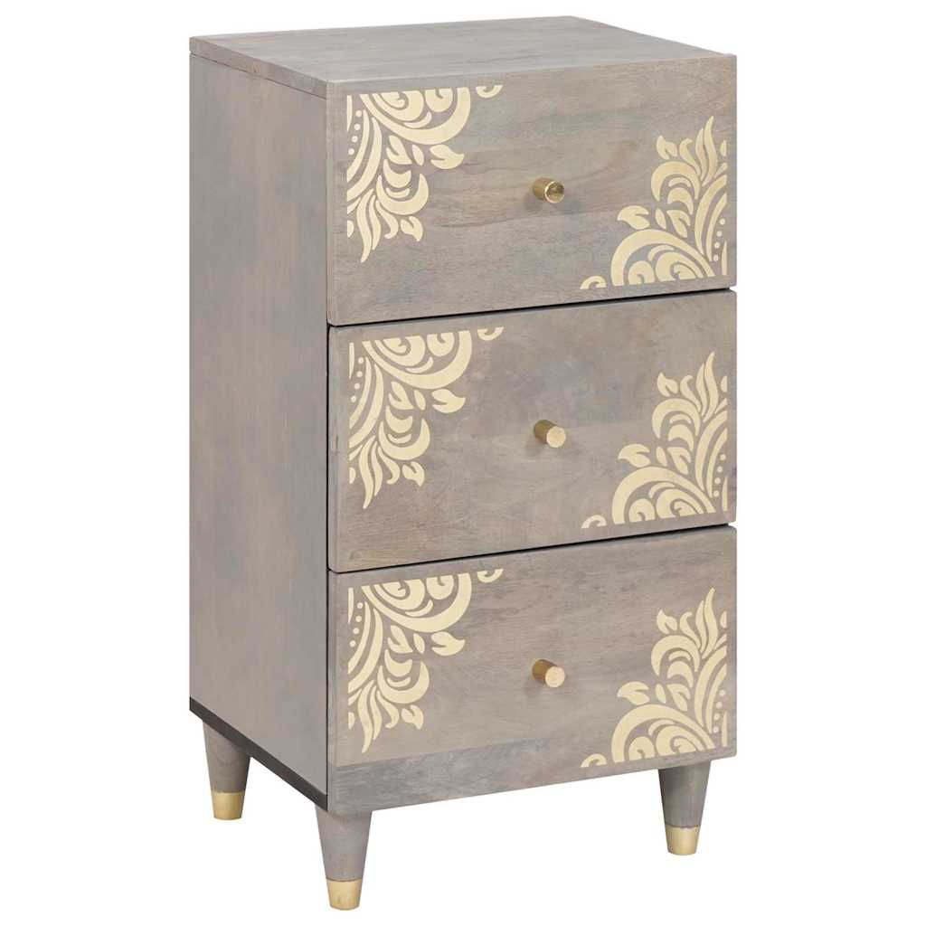 Sideboard Grau und Gold 40 x 33 x 75 cm Massivholz Mango