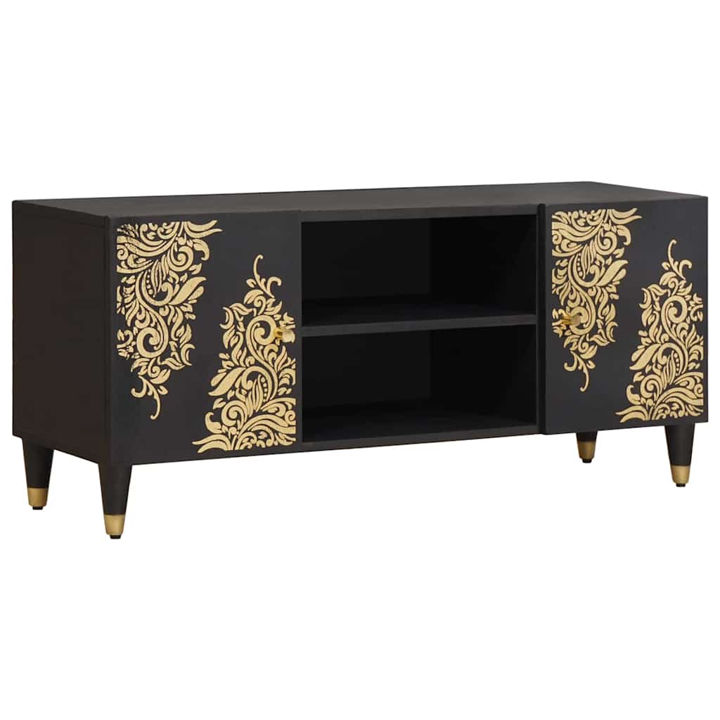 TV-Schränk Schwarz 105 x 33 x 46 cm Massivholz Mango