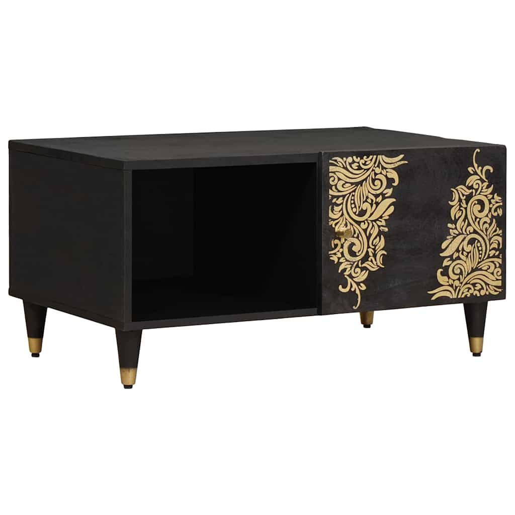 Couchtisch Schwarz 80 x 50 x 40 cm Massivholz Mango