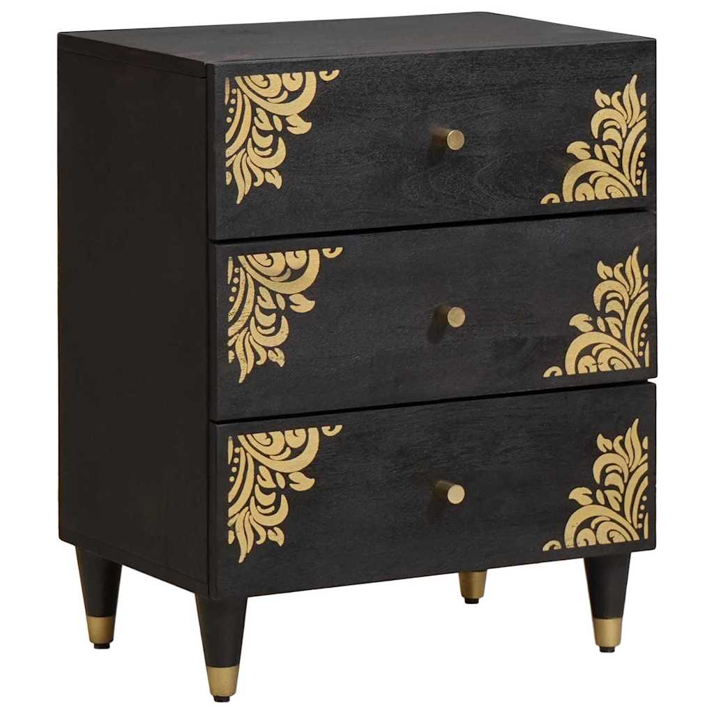 Nachttisch Schwarz 50 x 33 x 62 cm Massivholz Mango