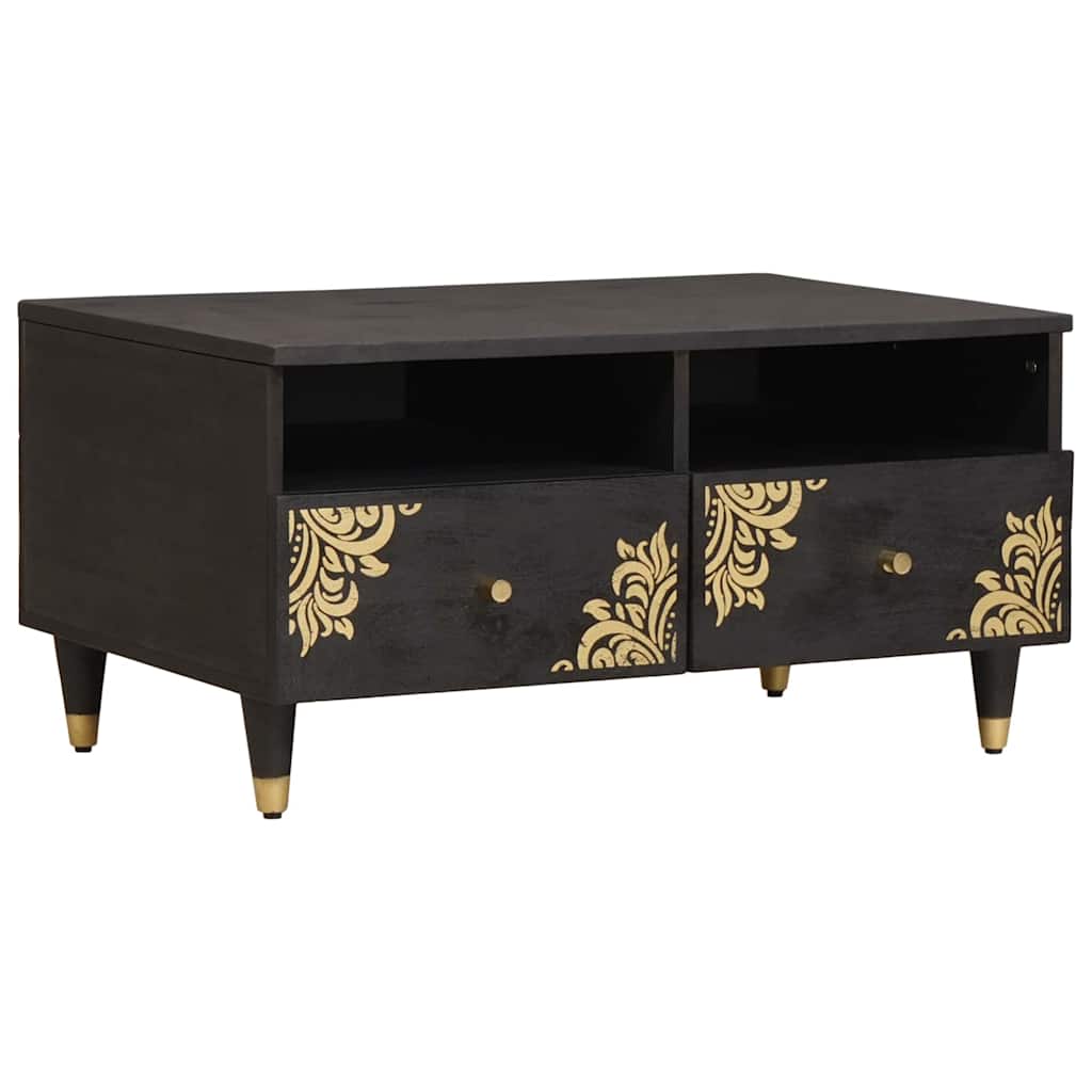 Couchtisch Schwarz 80 x 54 x 40 cm Massivholz Mango