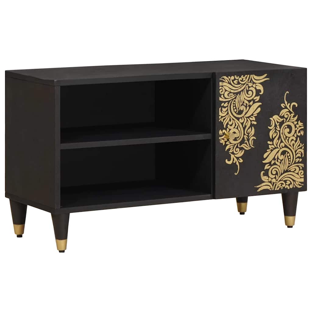 TV-Schränk Schwarz 80 x 33 x 46 cm Massivholz Mango