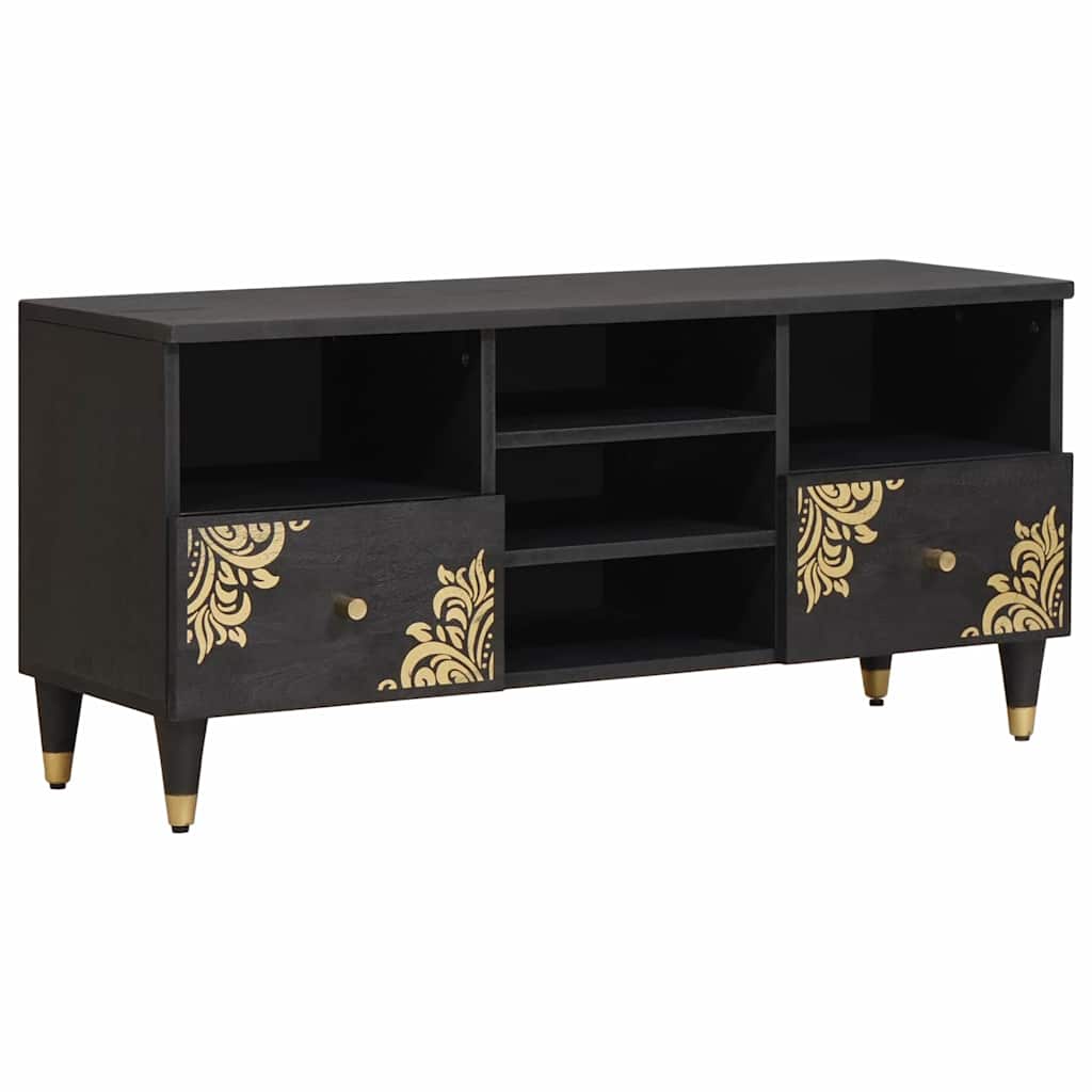 TV-Schränk Schwarz 100 x 33 x 46 cm Massivholz Mango