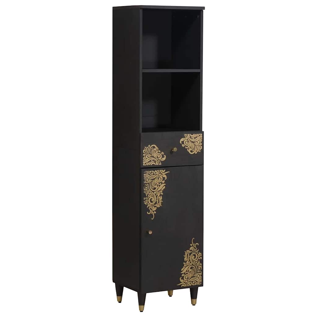 Badezimmerschrank Schwarz 38 x 33 x 160 cm Massivholz Mango