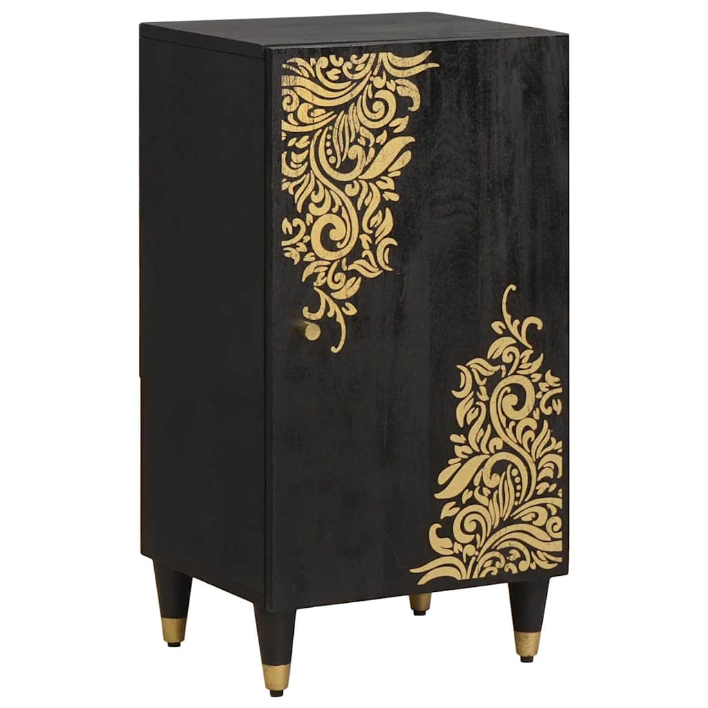 Sideboard mit Regal Schwarz 40 x 33 x 75 cm Massivholz Mango