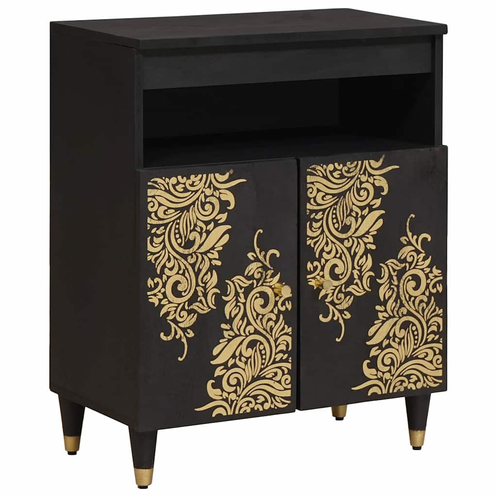 Sideboard Schwarz 60 x 33 x 75 cm Massivholz Mango