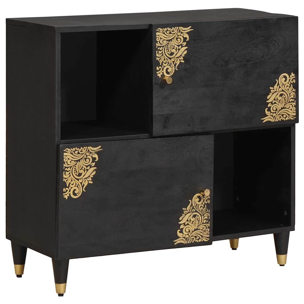 Sideboard Schwarz 80 x 33 x 75 cm Massivholz Mango