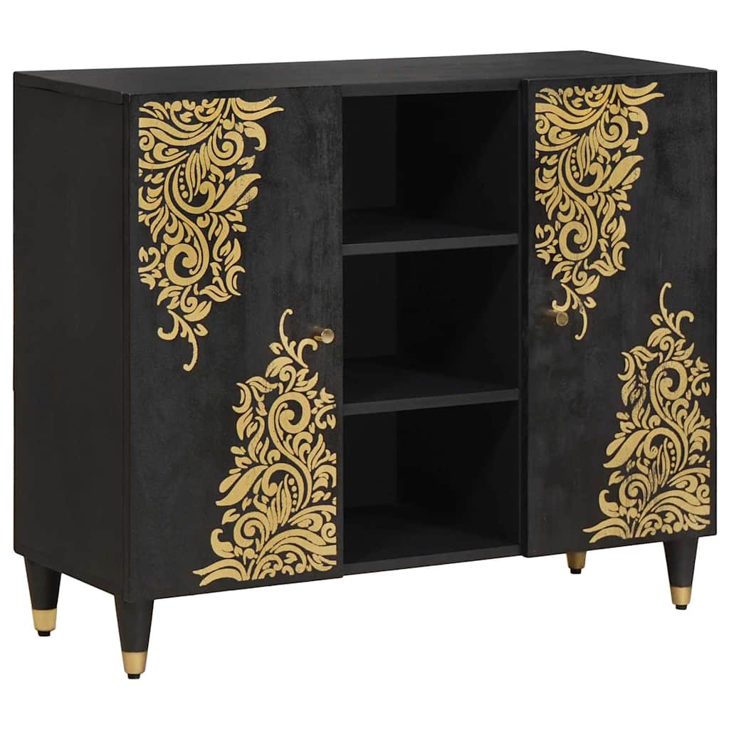 Sideboard Schwarz 90 x 33 x 75 cm Massivholz Mango