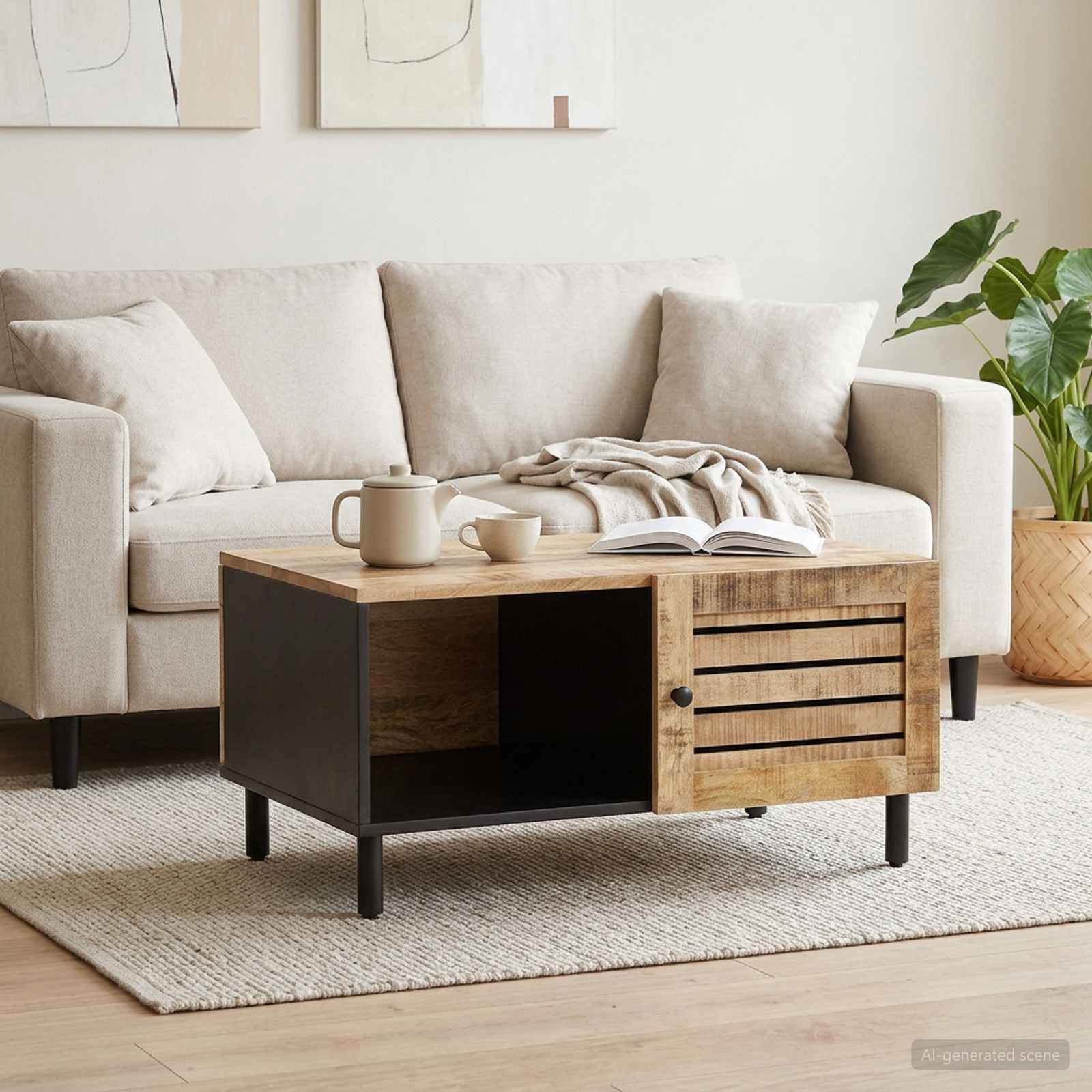 Couchtisch Natur 80 x 50 x 40 cm Massivholz Mango