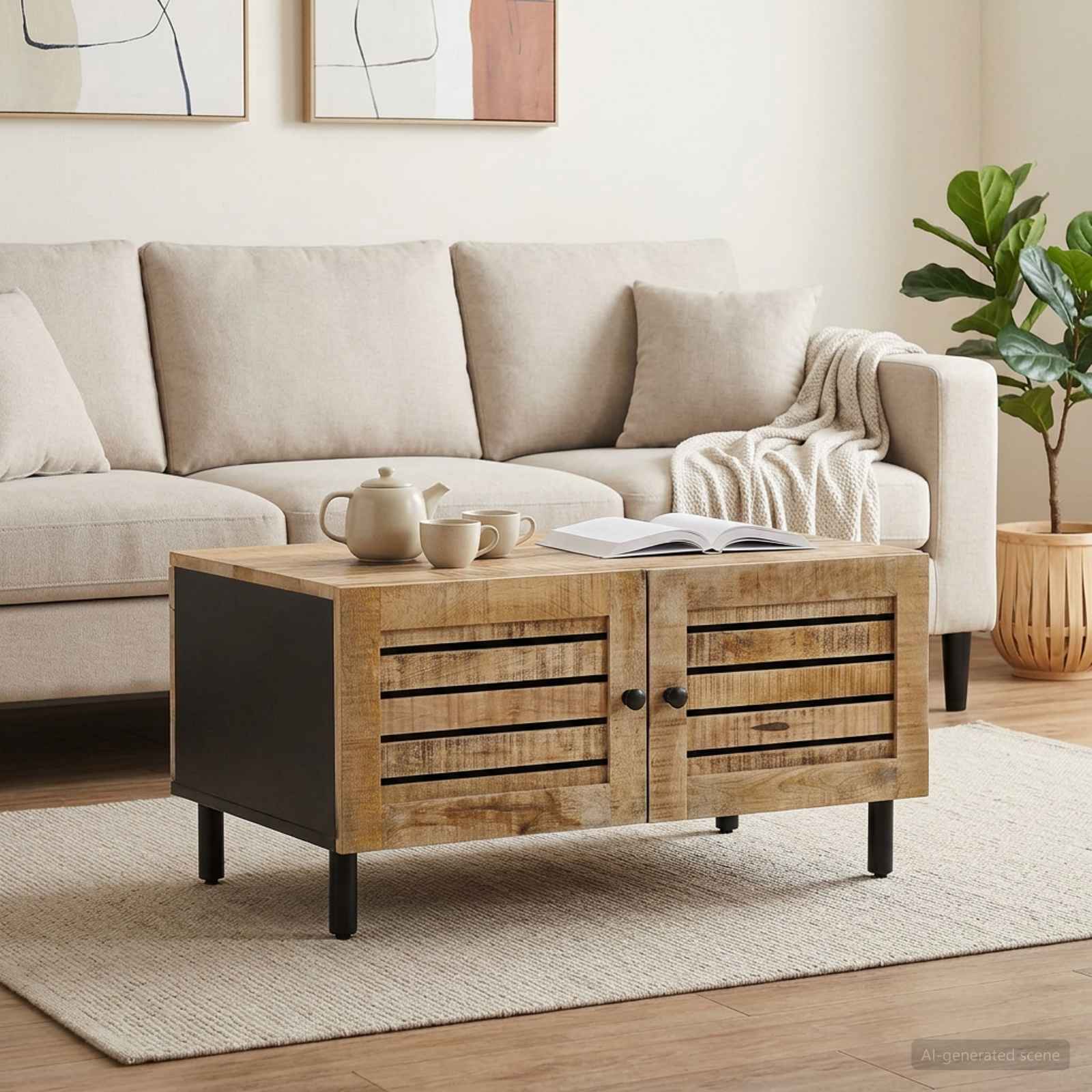 Couchtisch Natur 80 x 50 x 40 cm Massivholz Mango