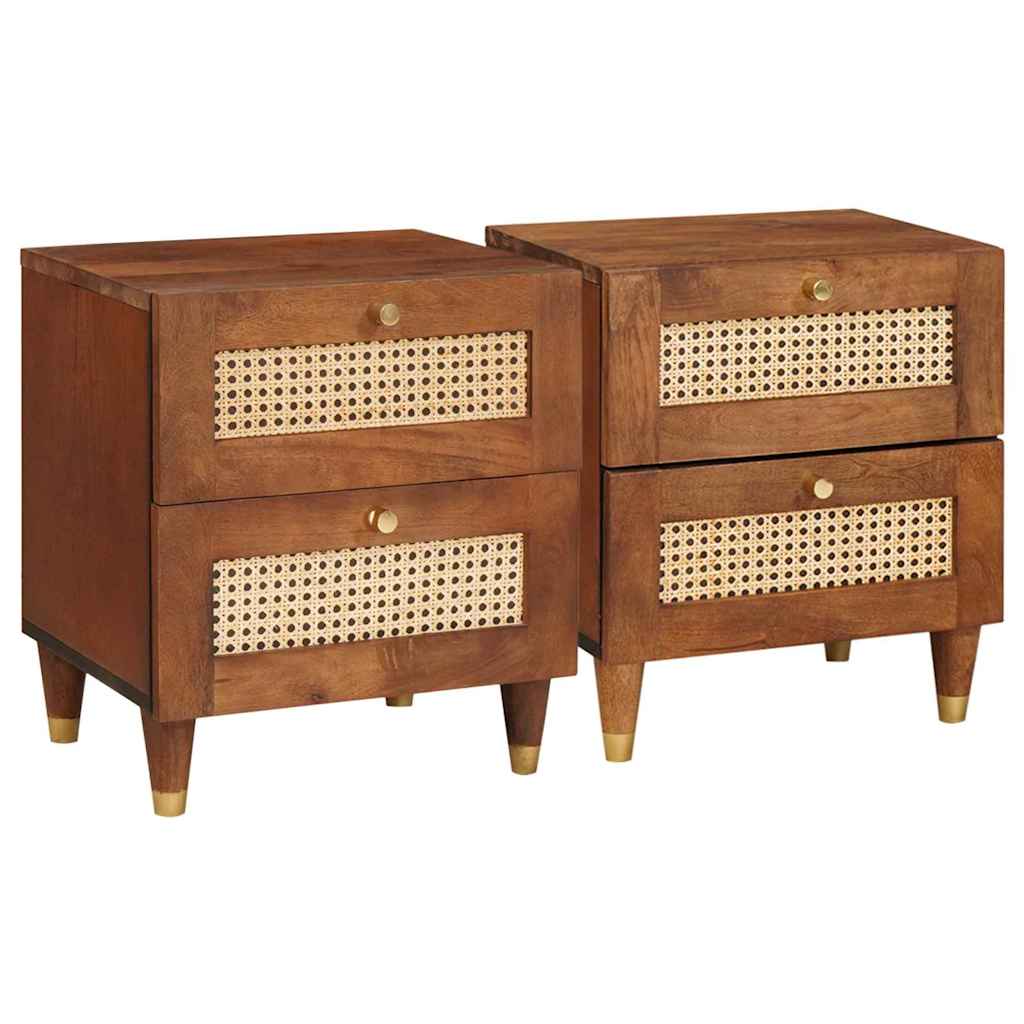 Nachttisch 2 stk. Braun 40 x 33,5 x 46 cm Massivholz Akazie