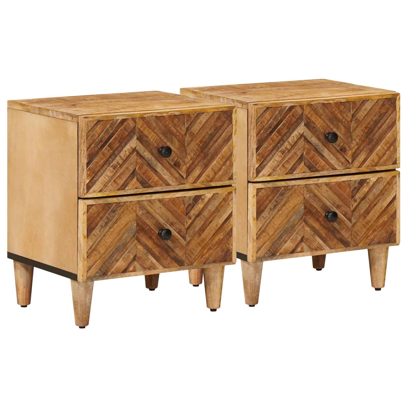 Nachttisch 2 Stk. Braun 40 x 33,5 x 46 cm Massivholz Mango