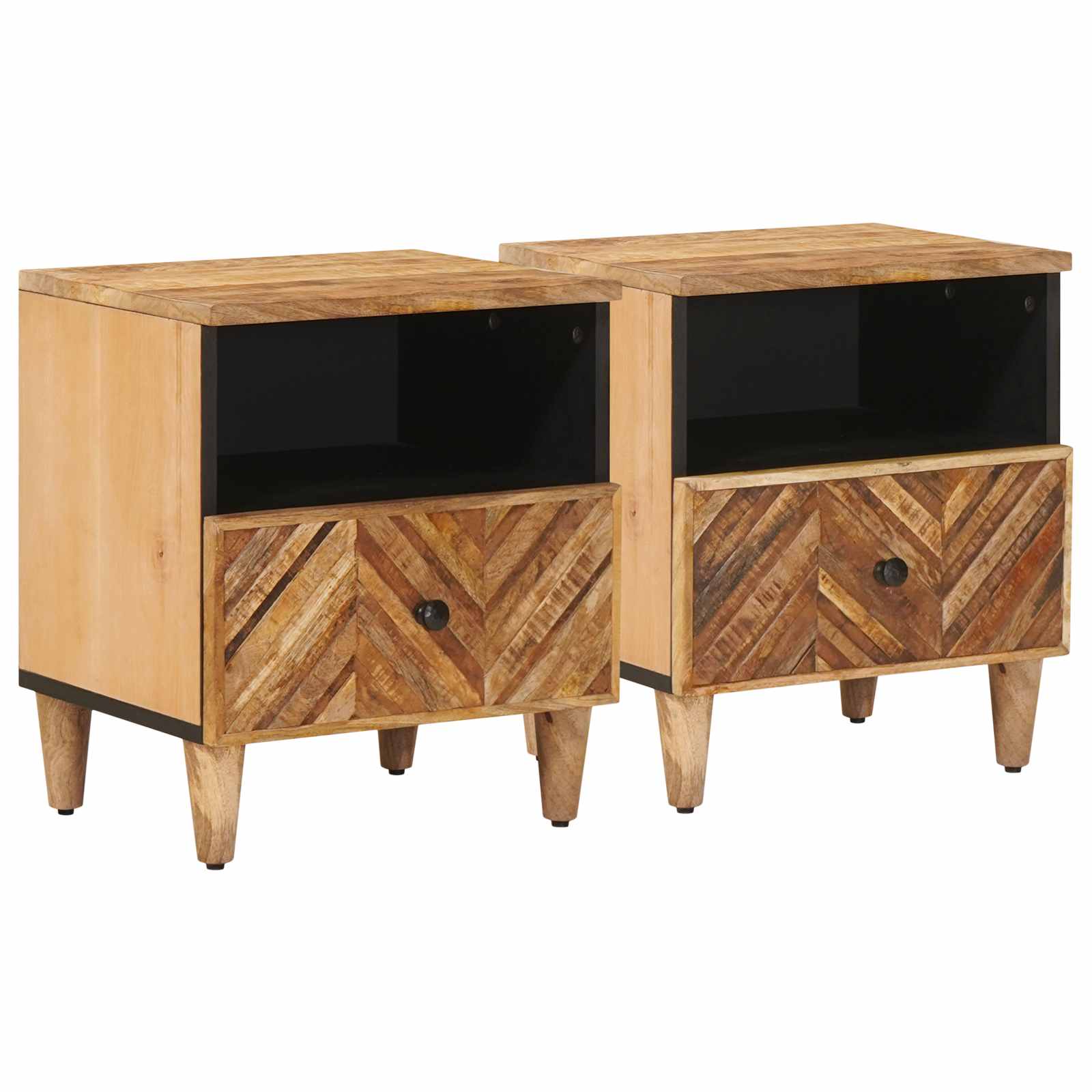 Nachttisch 2 Stk. Braun 50 x 33 x 60 cm Massivholz Mango