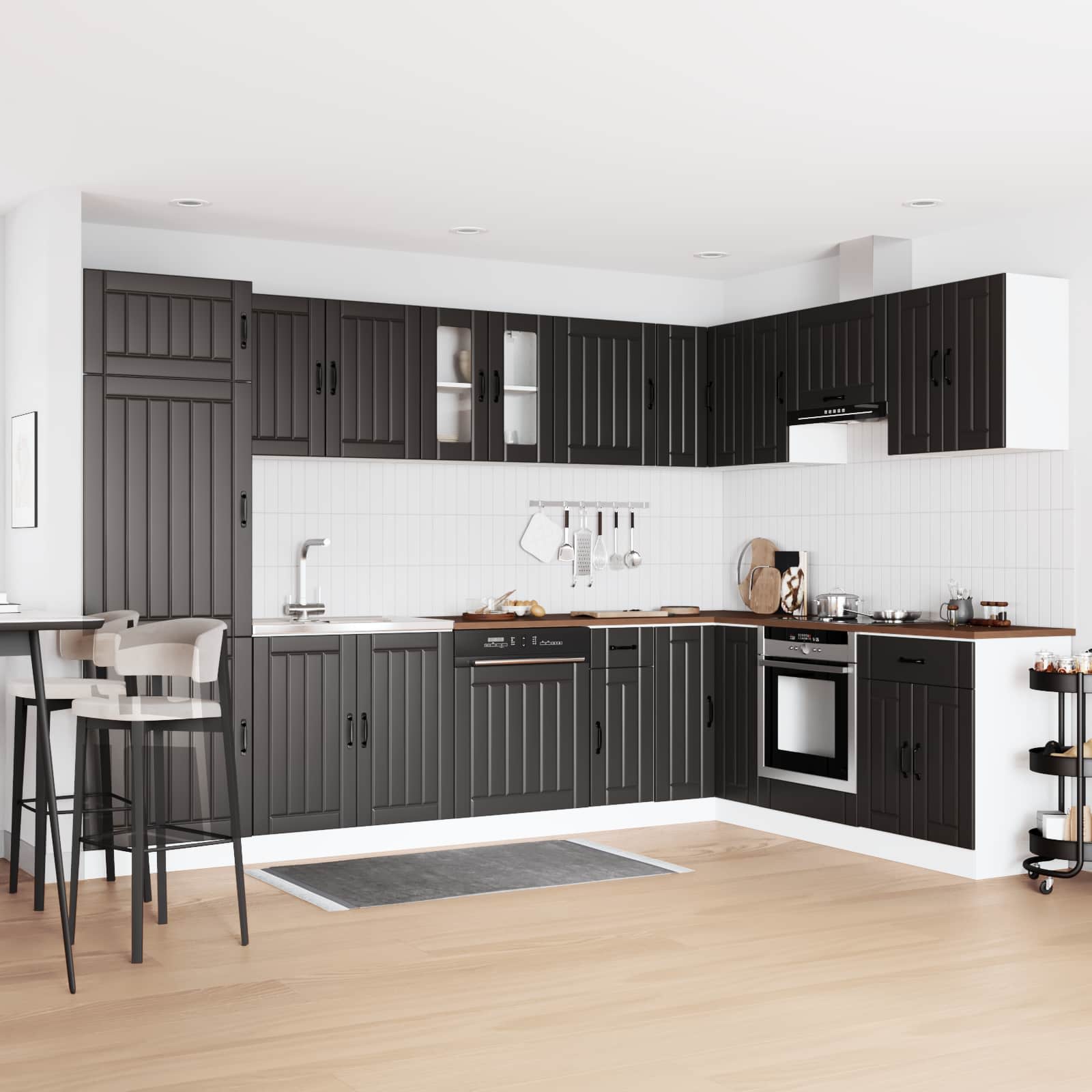 Waschbecken-Unterschrank Lucca 2 stk. Schwarz Holzwerkstoff