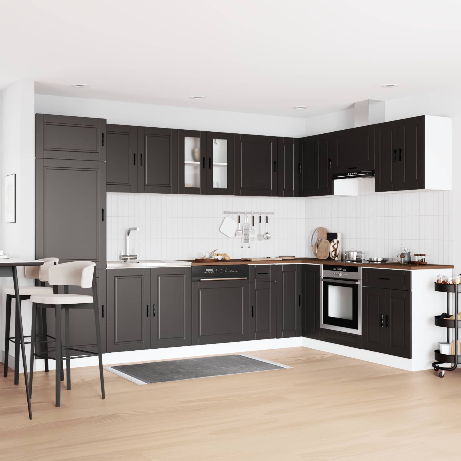 Waschbecken-Unterschrank Porto 2 Stk. Schwarz 80 x 46 x 81.5 cm