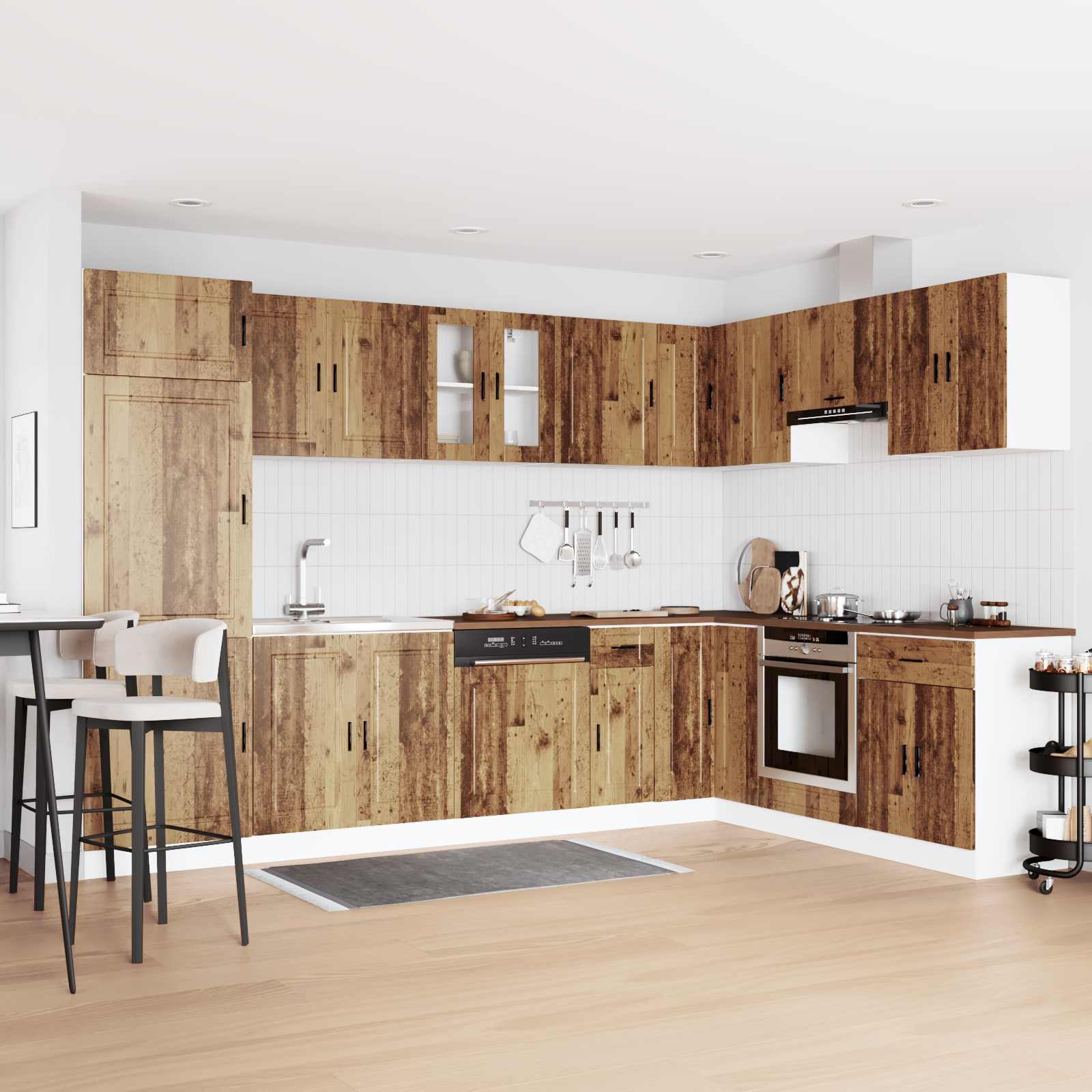 Waschbecken-Unterschrank Porto 2 Stk. Altholz 80 x 46 x 81.5 cm