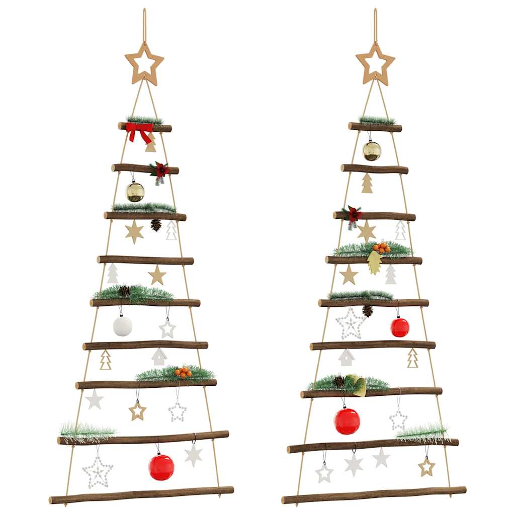 Hängende Weihnachtsbäume mit Spitzensternen 2 Stk. 55x120 cm Naturzweig