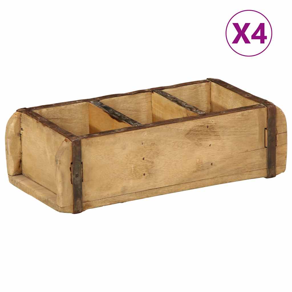 Tablett 4 stk. Braun 30 x 14 x 9 cm Massives upgecyceltes Holz