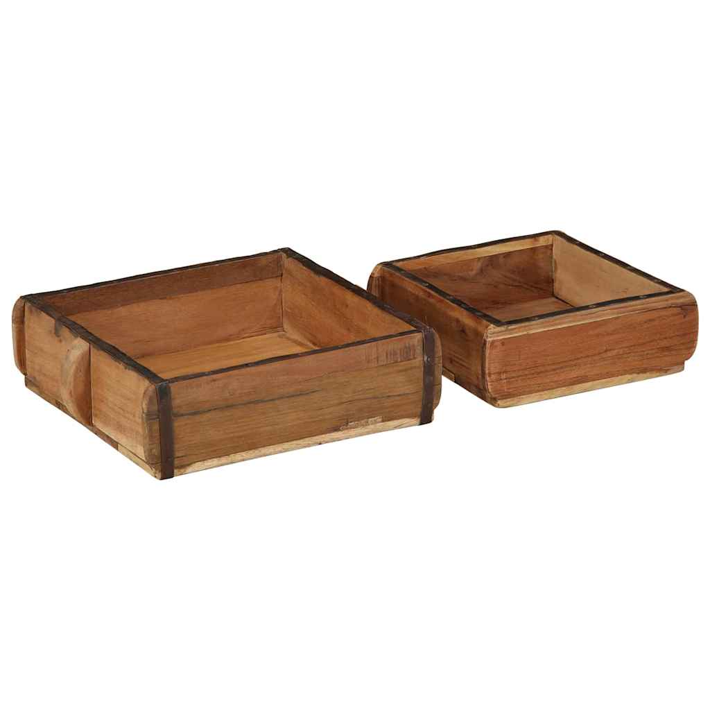 Tablett 2 stk. Braun 29 x 31 x 10 cm Massives upgecyceltes Holz