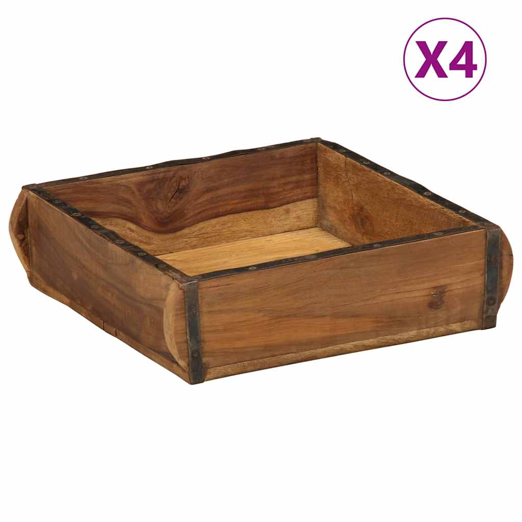 Tablett 4 stk. Braun 29 x 31 x 10 cm Massives upgecyceltes Holz