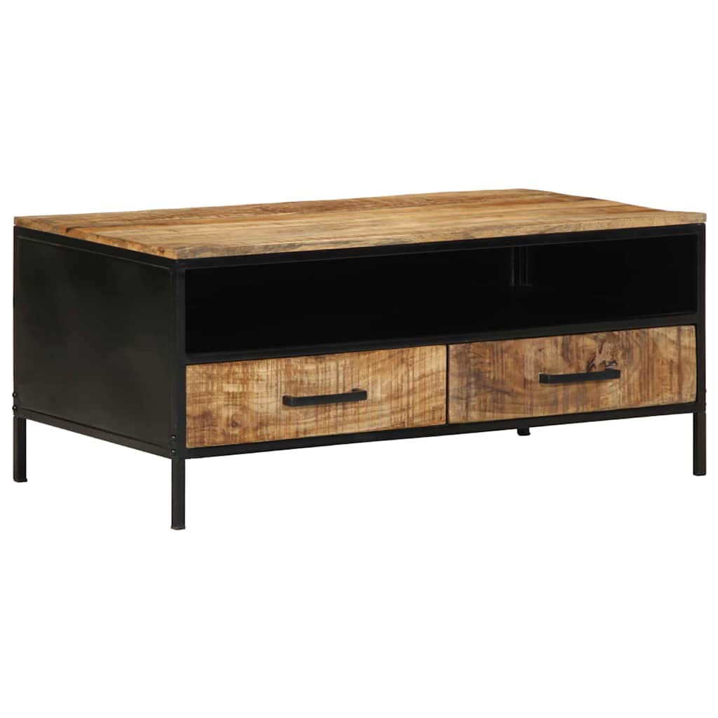 Couchtisch Braun 90 x 50 x 40 cm Massives Mango Holz und Metall