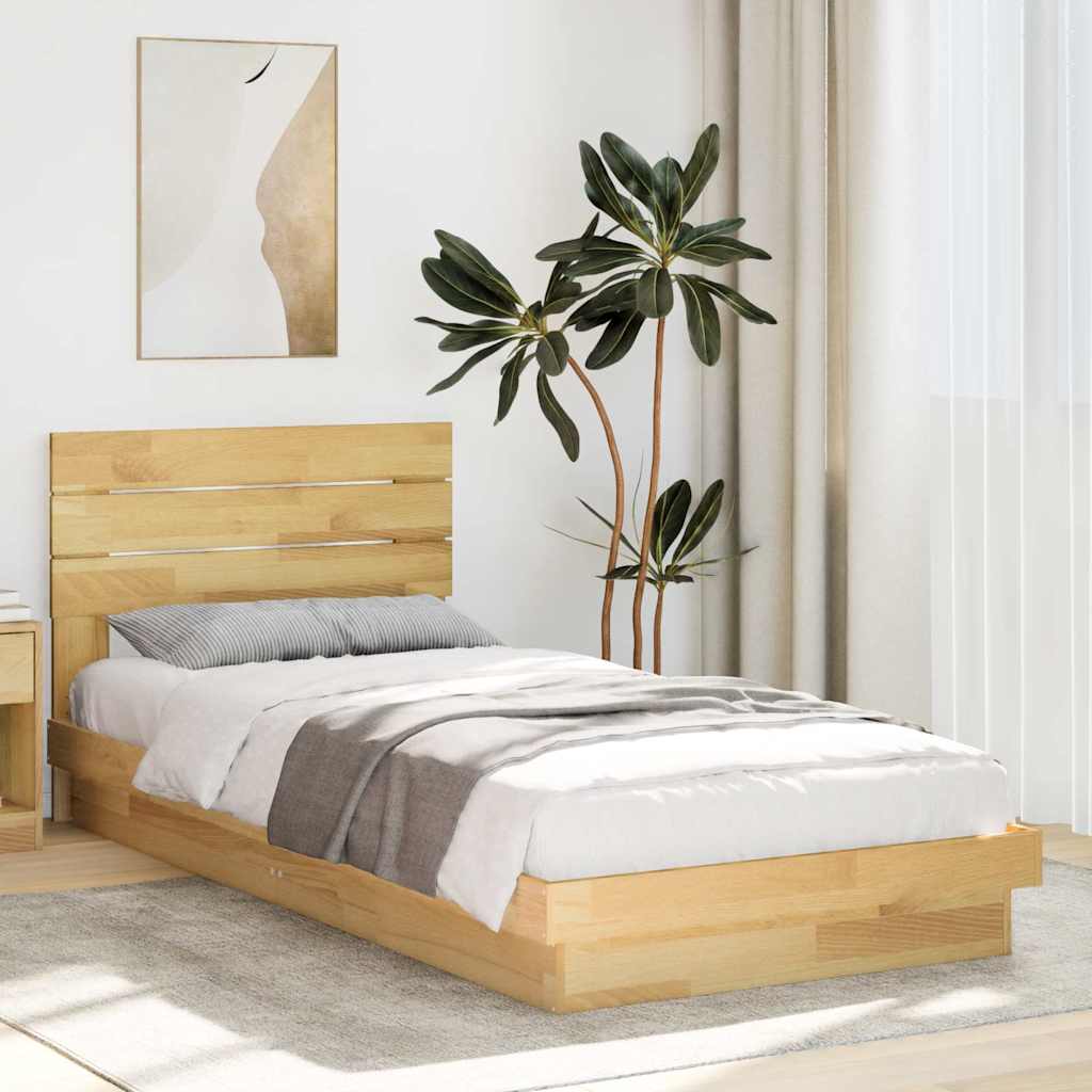 Massivholzbett mit Kopfteil ohne Matratze 75x190 cm Eichenholz