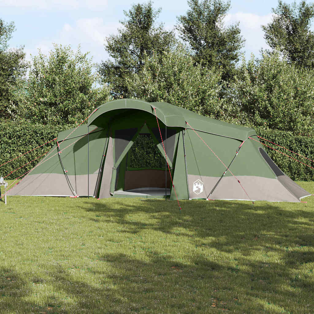 Familienzelt 6 Personen Grün und Grau Polyester und Fiberglas