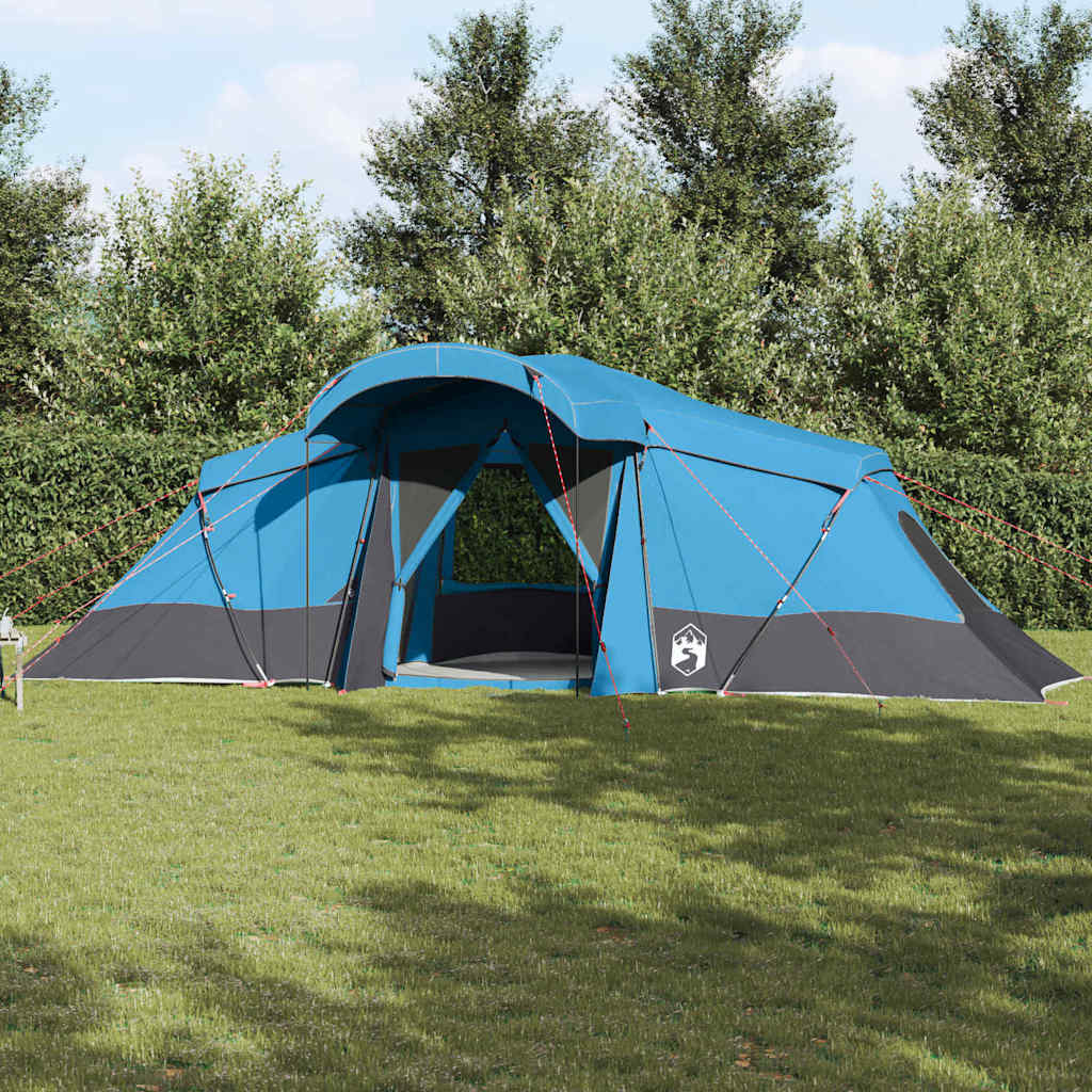 Familienzelt 6 Personen Blau und Grau Polyester und Fiberglas