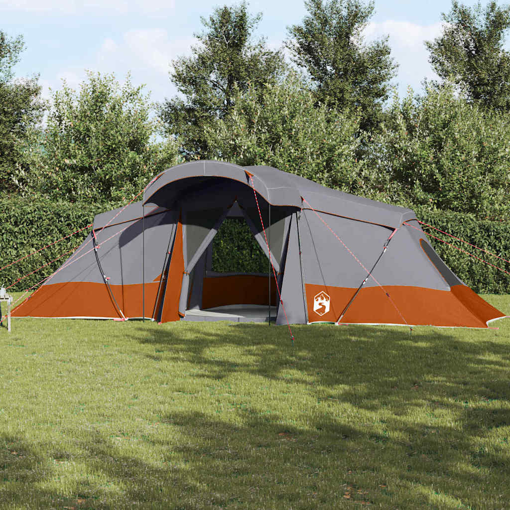 Familienzelt 6 Personen Grau und Orange Polyester und Fiberglas