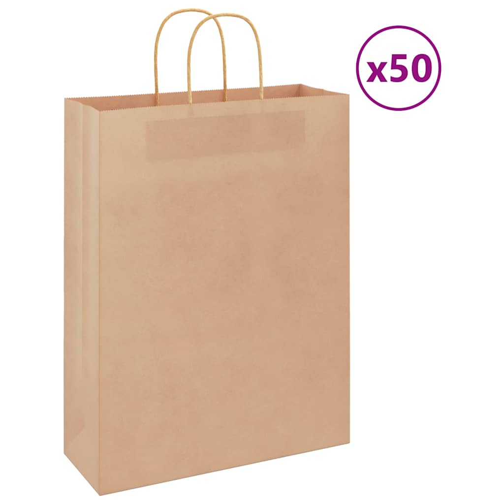Papiertragetaschen 50 Stk. mit Henkeln Braun 32x12x42 cm
