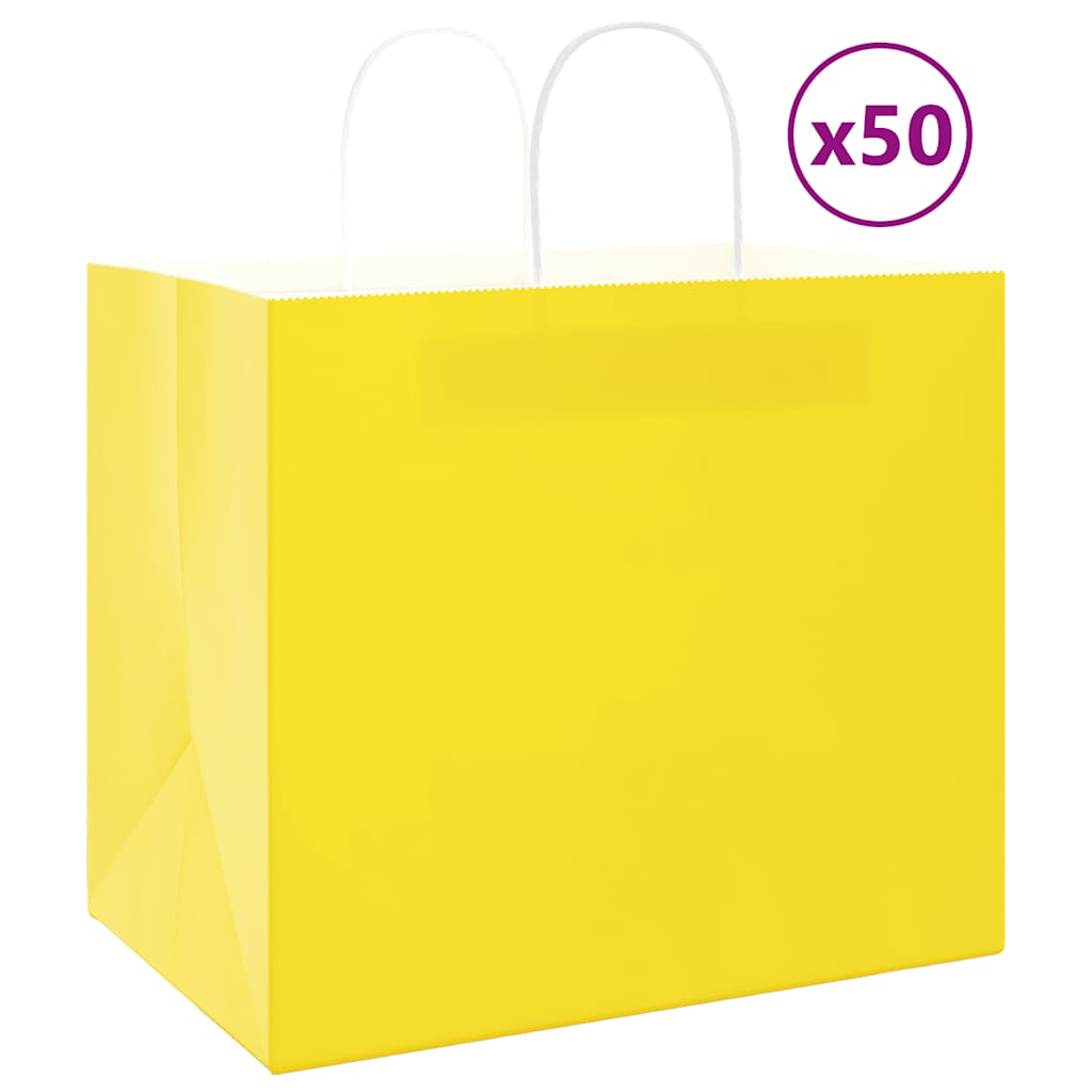 Papiertragetaschen 50 Stk. mit Henkeln Gelb 32x22x28 cm