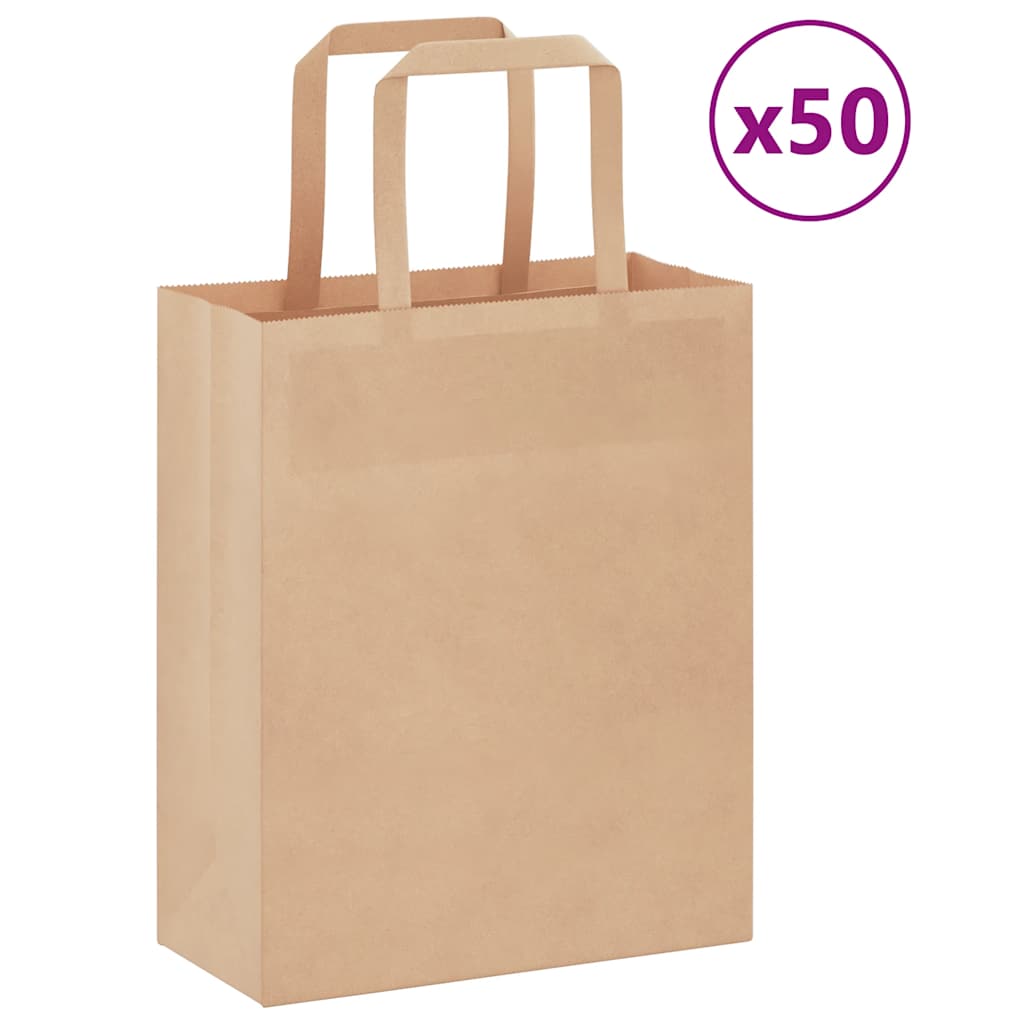 Papiertragetaschen 50 Stk. mit Henkeln Braun 18x8x22 cm
