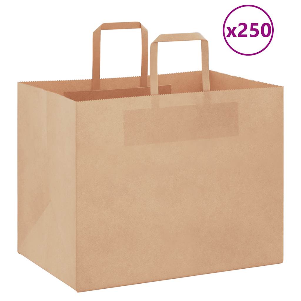 Papiertragetaschen 250 Stk. mit Henkeln Braun 32x22x24 cm