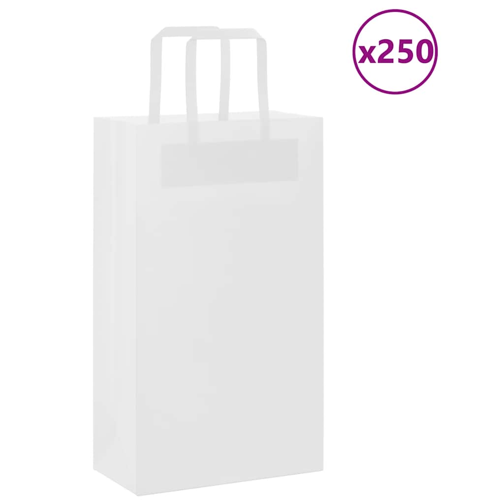 Papiertragetaschen 250 Stk. mit Henkeln Weiß 21x11x36 cm