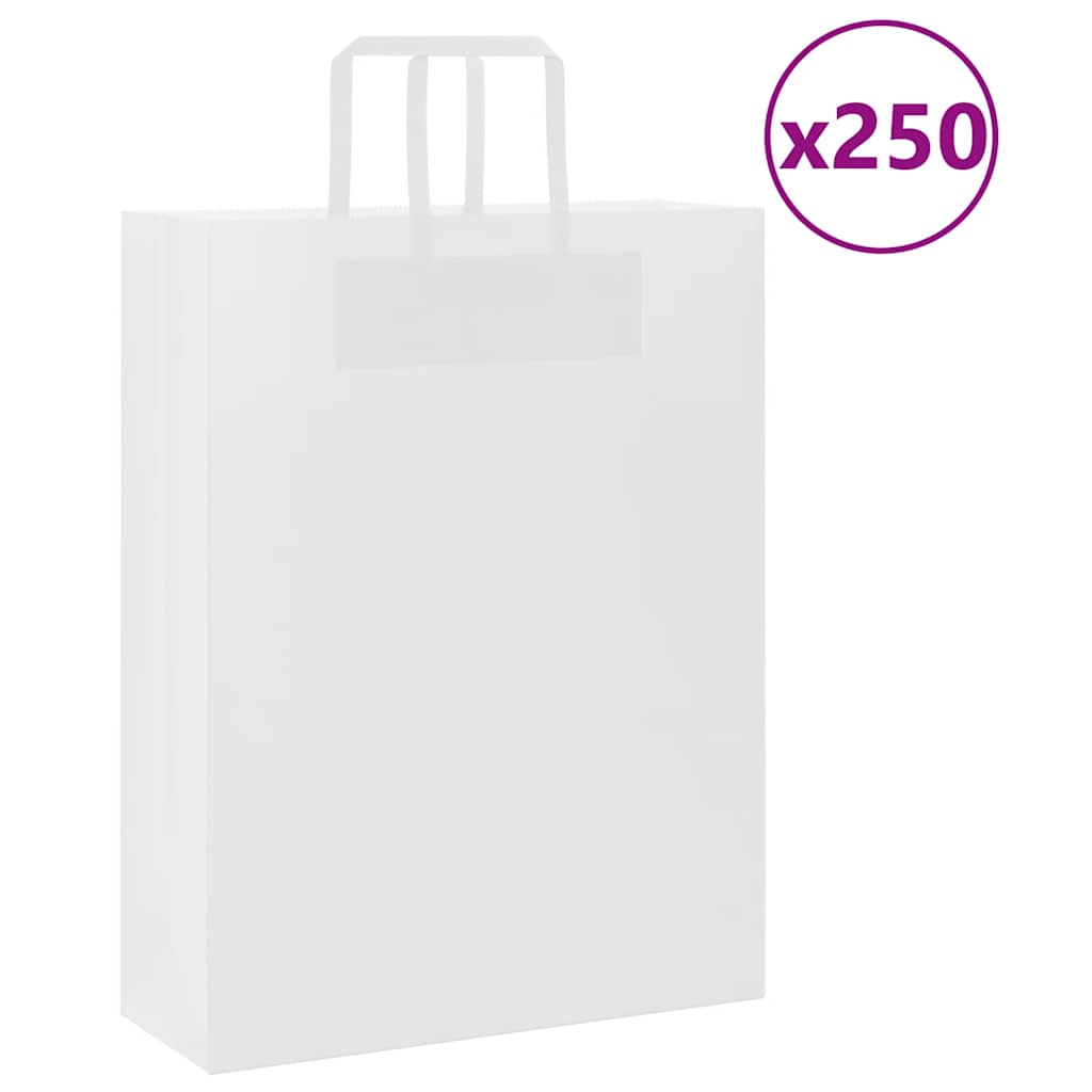 Papiertragetaschen 250 Stk. mit Henkeln Weiß 32x12x42 cm