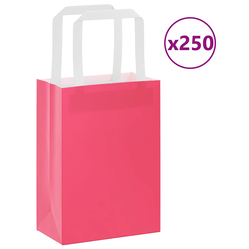 Papiertragetaschen 250 Stk. mit Henkeln Rosa 15x8x21 cm