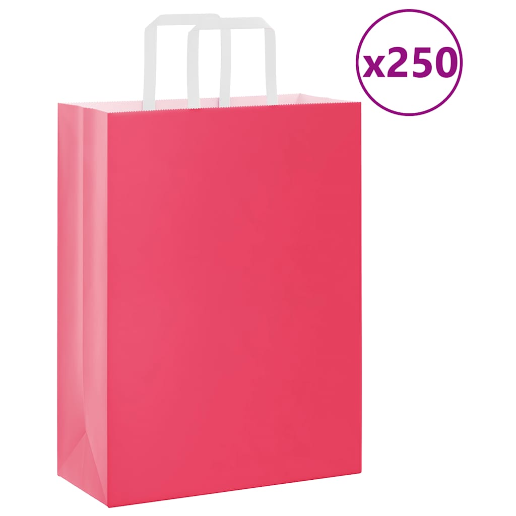 Papiertragetaschen 250 Stk. mit Henkeln Rosa 26x12x35 cm