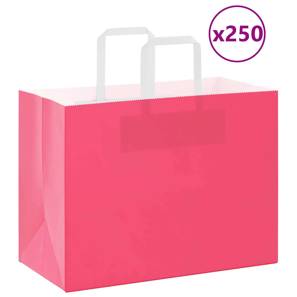 Papiertragetaschen 250 Stk. mit Henkeln Rosa 32x17x25 cm