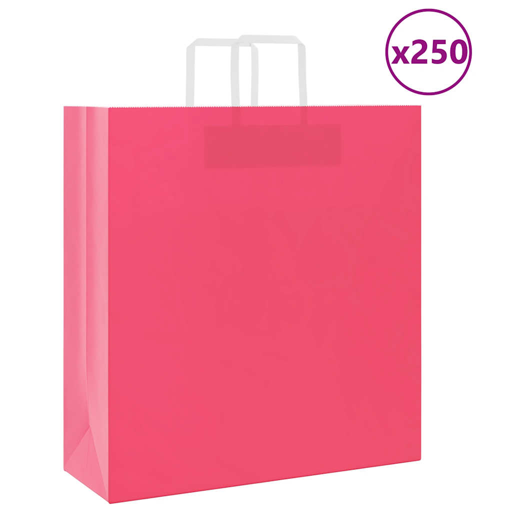 Papiertragetaschen 250 Stk. mit Henkeln Rosa 45x17x48 cm